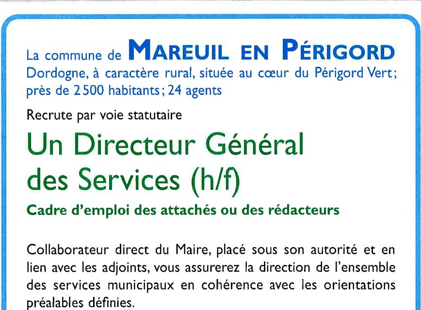 Offre d’emploi – DGS