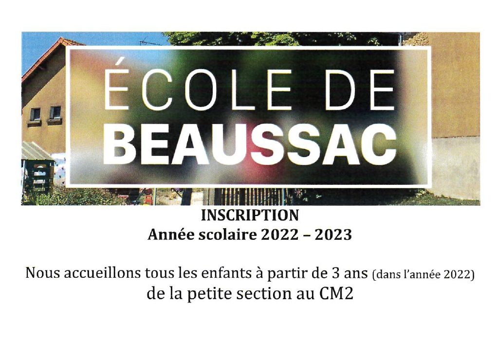Inscriptions écoles – Mareuil et Beaussac