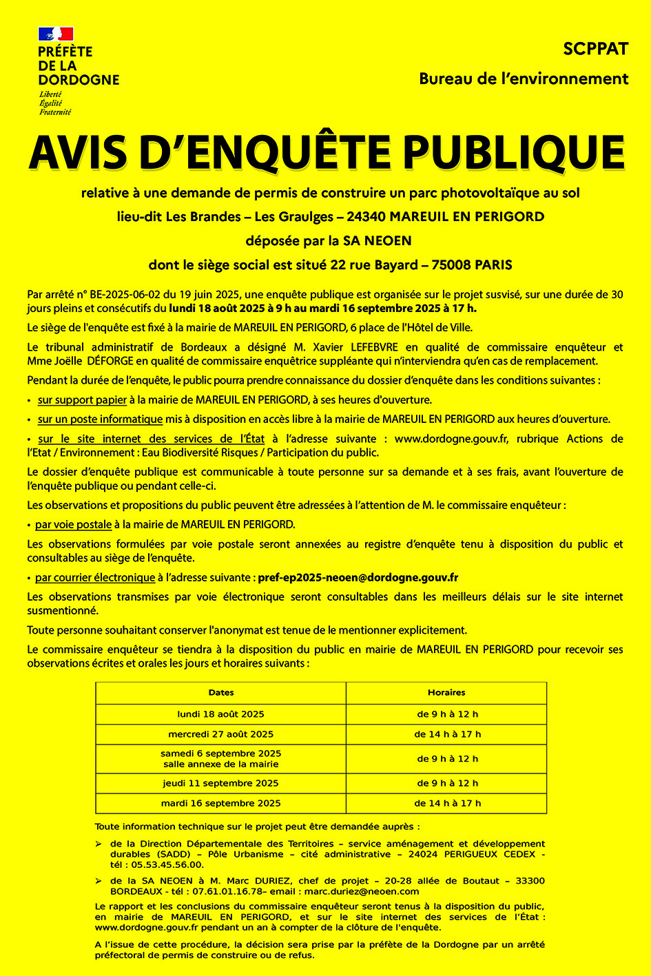 Avis d’enquête publique : Parc photovoltaïque